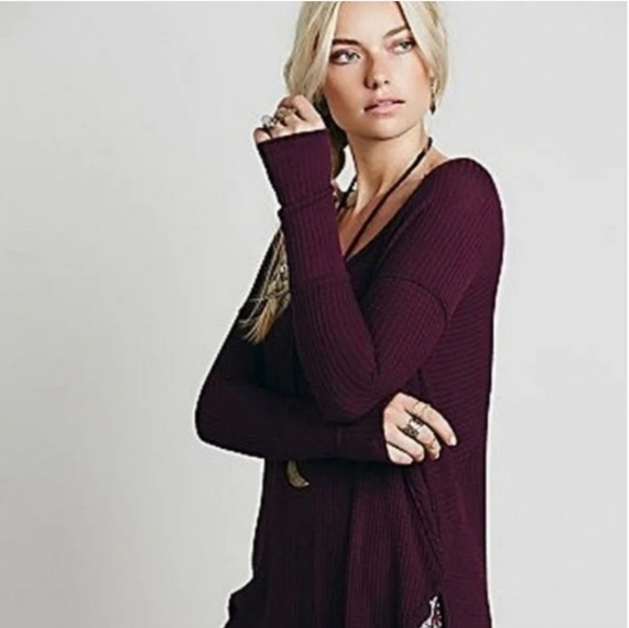 NEW Free People Revolve Thermal Ventura Drippy African Violet Top Bohemian Gypsy - Picture 14 of 16